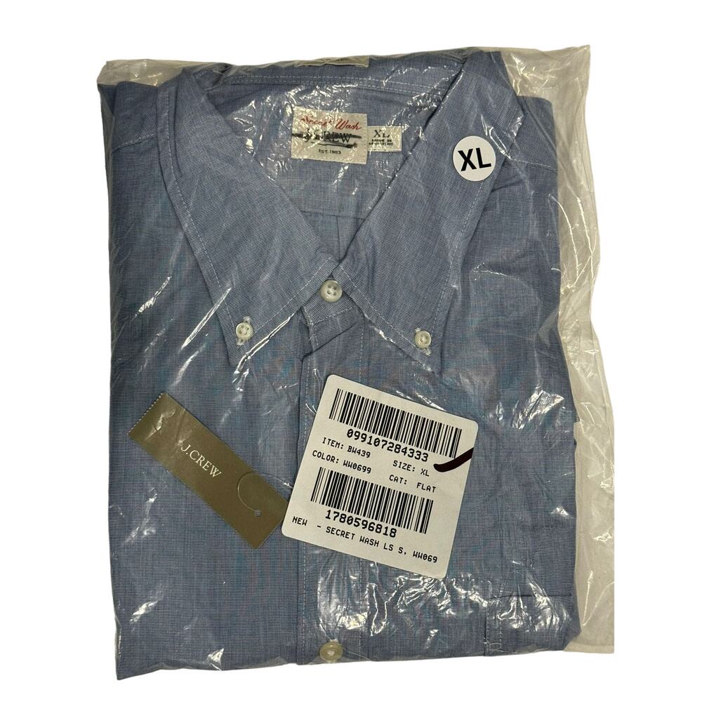 J.Crew Secret Wash Cotton Poplin Button Up Shirt Waterfall XL Casual NWT - Picture 4 of 4